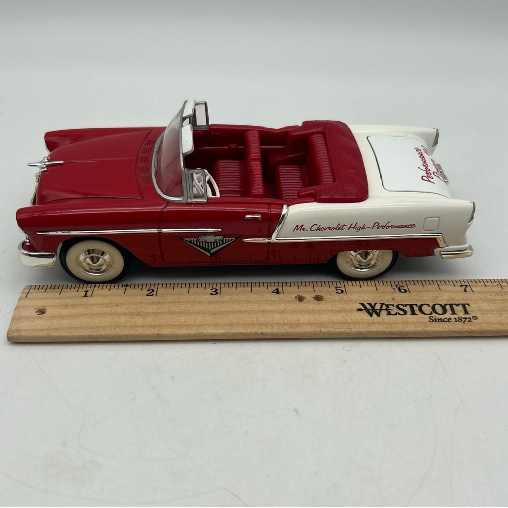 Vtg Liberty Classic 1955 Chevy Convertible Zora Arkus Duntov 1/25 Car Bank Red - Picture 4 of 16